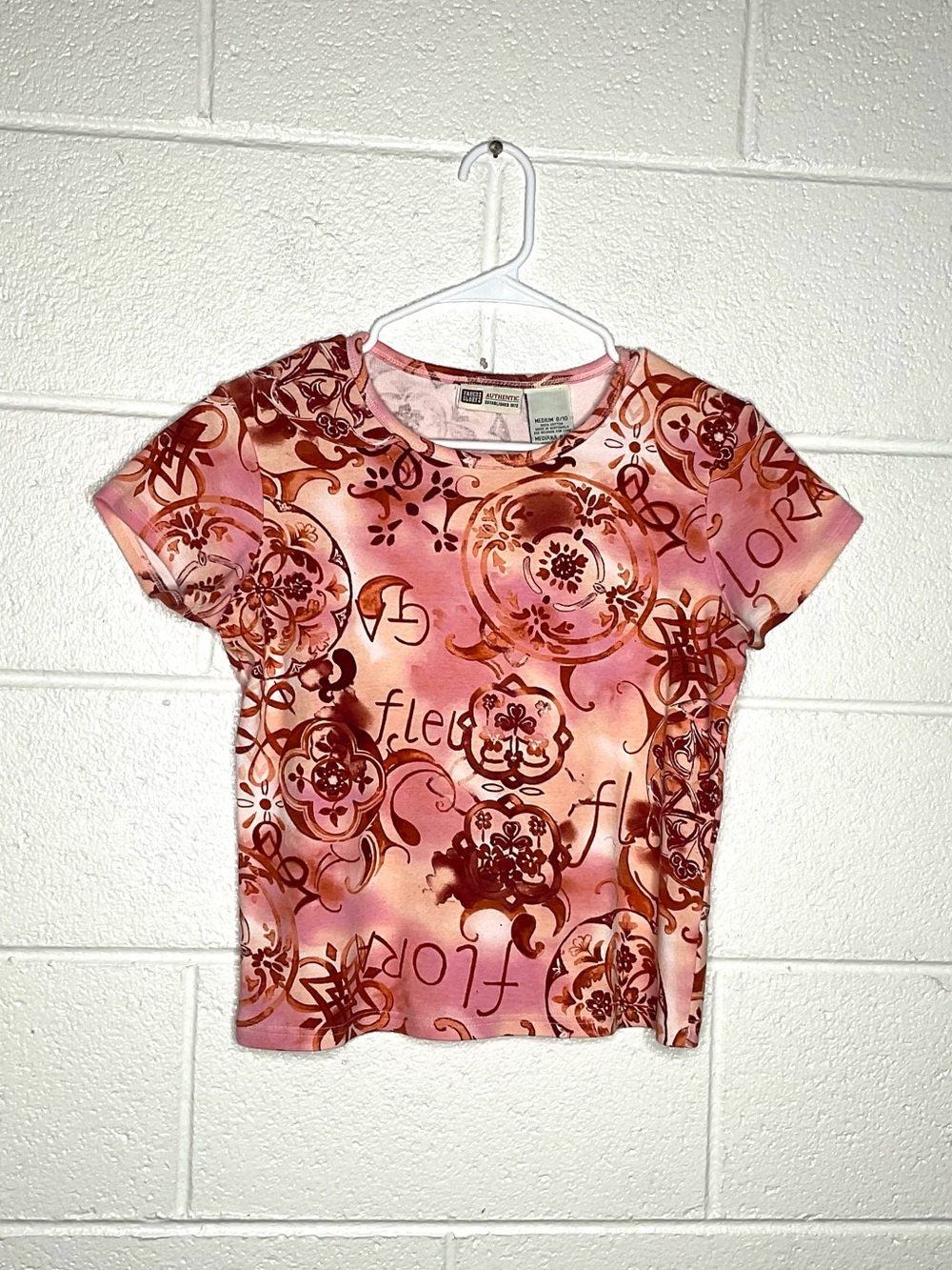 < Vintage Y2K Faded Glory Pink Mixed Pattern Top >